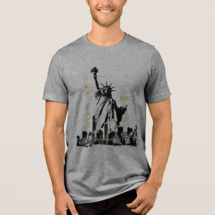 Manhattan NYC Liberty Statue Mannen korte mouw Tri-Blend Shirt