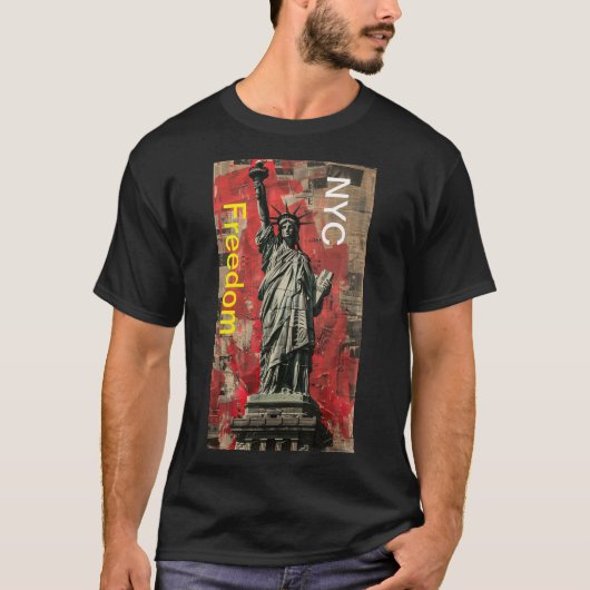 Manhattan Nyc Liberty Statue Mannen Moderne T-shir T-shirt (Voorkant)