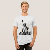  Manhattan NYC Mannen Vrijheidsbeeld Tri-Blend Shirt (Voorkant volledig)