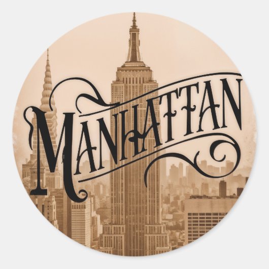 Manhattan NYC vintage Ronde Sticker (Voorkant)