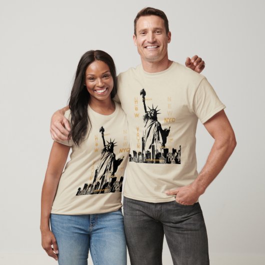 Manhattan Nyc Vrijheidsbeeld Mannen Modern Sand T-shirt (Unisex)