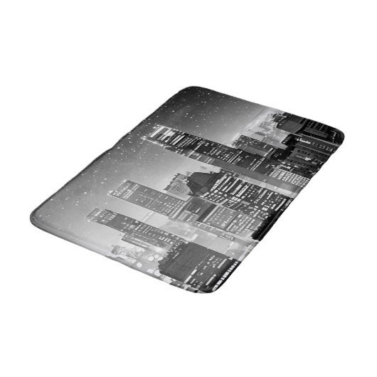 Manhattan onder de sterren in zwart-wit badmat (Gekanteld)