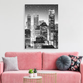 Manhattan onder de sterren in zwart-wit canvas afdruk (Insitu (Woonkamer))