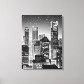 Manhattan onder de sterren in zwart-wit canvas afdruk (Voorkant)