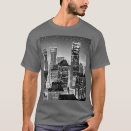 Manhattan onder de sterren in zwart-wit t-shirt