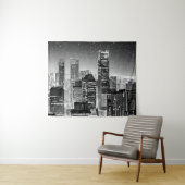 Manhattan onder de sterren in zwart-wit wandkleed (In Situ (horizontaal))