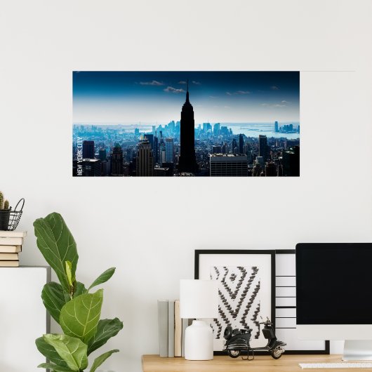 Manhattan Panorama met Empire State Building Poster (Thuiskantoor)