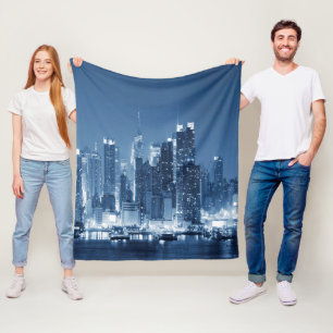 Manhattan Panoramic Uitzicht Night Skyline Fleece Deken