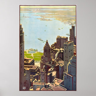 Manhattan Print New York Art Vintage Travel Poster