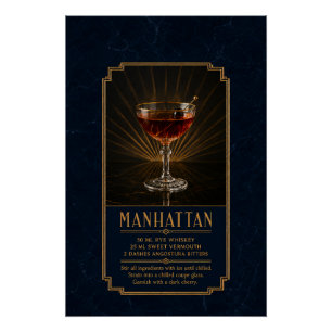 Manhattan Recept Poster Bar Kunst