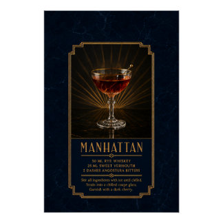 Manhattan Recept Poster | Bar Kunst