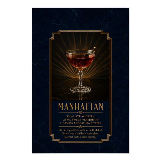 Manhattan Recept Poster | Bar Kunst (Voorkant)