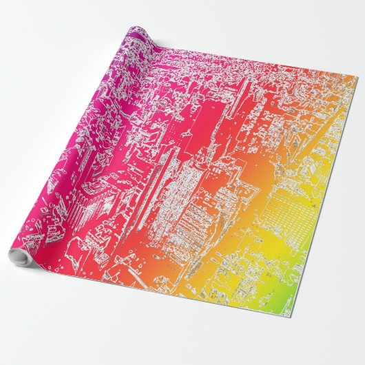 Manhattan-regenboog Cadeaupapier (Uitgerold)