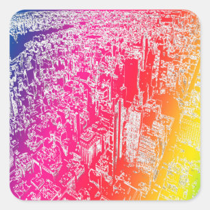 Manhattan-regenboog Vierkante Sticker
