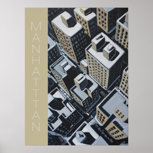Manhattan Silhouet Blokken Poster (Voorkant)