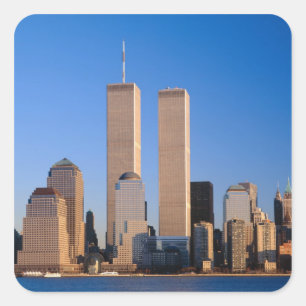 Manhattan Silhouet en Hudsonrivier, New York, 2 Vierkante Sticker