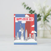 Manhattan Silhouet en Standbeeld van de Vrijheid 4 Briefkaart (Staand voorkant)