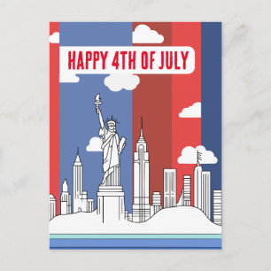 Manhattan Silhouet en Standbeeld van de Vrijheid 4 Briefkaart