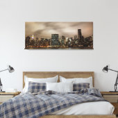Manhattan Skyline bij nacht Canvas Afdruk (Insitu (Slaapkamer))