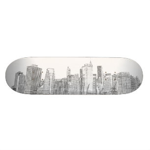 Manhattan Skyline bij nacht Persoonlijk Skateboard