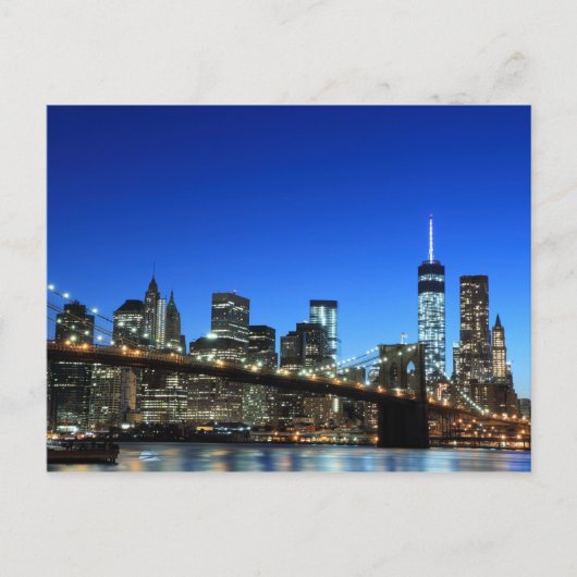 Manhattan skyline bij Night Lights, New York City Briefkaart (Voorkant)