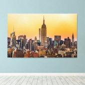 MANHATTAN SKYLINE BIJ SUNSET, NEW YORK, VERENIGDE CANVAS AFDRUK (Insitu (Houten vloer))