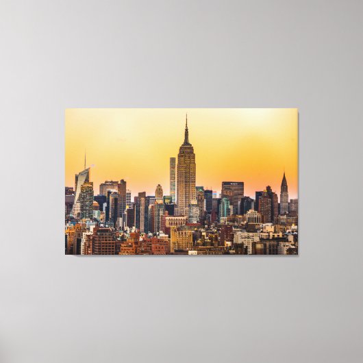 MANHATTAN SKYLINE BIJ SUNSET, NEW YORK, VERENIGDE CANVAS AFDRUK (Voorkant)
