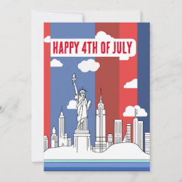 Manhattan Skyline en Vrijheidsbeeld 4 juli Feestdagenkaart