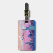 Manhattan Skyline met Vrijheidsbeeld Bagagelabel (Voorkant verticaal)