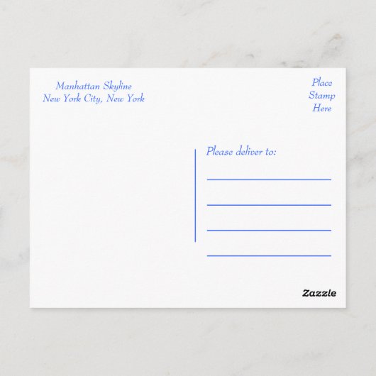 Manhattan Skyline, New York City, New York, Vereni Briefkaart (Achterkant)