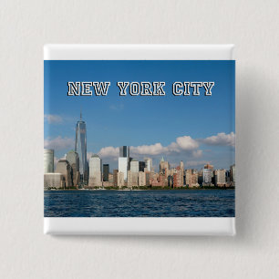 Manhattan Skyline New York City USA Vierkante Button 5,1 Cm