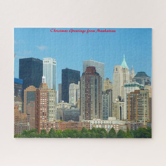Manhattan Skyline New York.kerstgroetings Legpuzzel (Horizontaal)