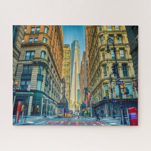 Manhattan Skyline New York.kerstgroetings Legpuzzel (Horizontaal)