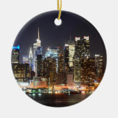 Manhattan Skyline New York 's nachts Keramisch Ornament (Voorkant)
