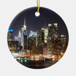 Manhattan Skyline New York 's nachts Keramisch Ornament