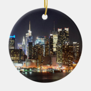 Manhattan Skyline New York 's nachts Keramisch Ornament