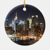Manhattan Skyline New York 's nachts Keramisch Ornament (Achterkant)