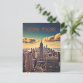 Manhattan Skyline retro Sunset Briefkaart (Staand voorkant)