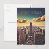 Manhattan Skyline retro Sunset Briefkaart (Voorkant / Achterkant)
