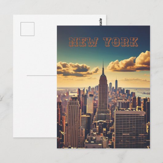 Manhattan Skyline retro  Sunset Briefkaart (Voorkant / Achterkant)