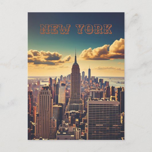 Manhattan Skyline retro Sunset Briefkaart (Voorkant)