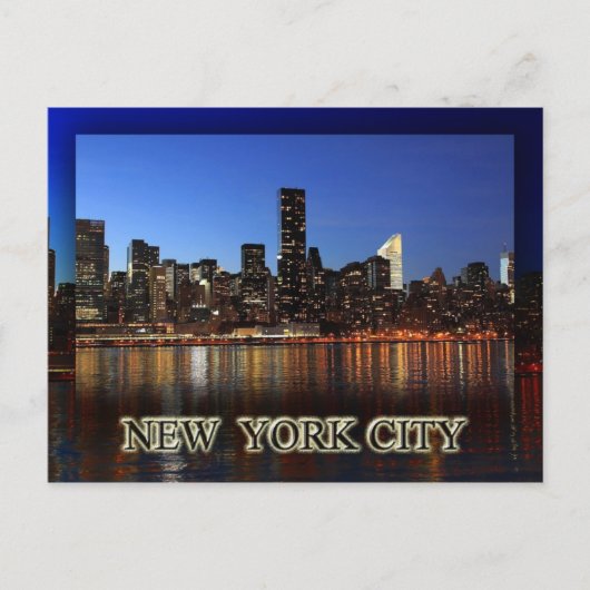 Manhattan skyline 's nachts - New York City Briefkaart (Voorkant)