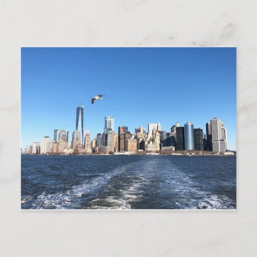 Manhattan Skyline van Ferry, New York City Briefkaart (Voorkant)