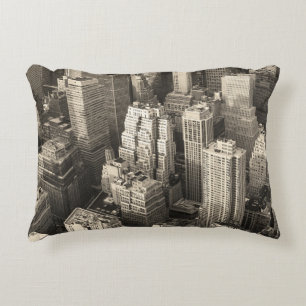 Manhattan skyline, zwart-wit antenne. accent kussen