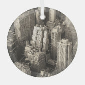 Manhattan skyline, zwart-wit antenne. glas ornament (Voorkant)