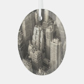 Manhattan skyline, zwart-wit antenne. glas ornament (Voorkant links)