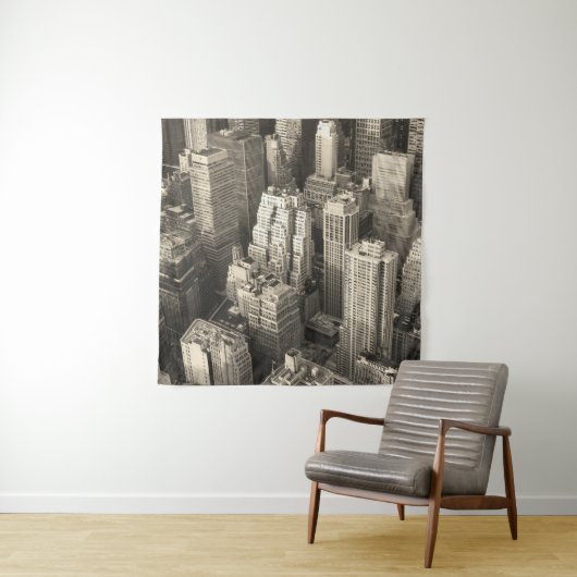 Manhattan skyline, zwart-wit antenne. wandkleed (In situ)