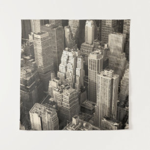 Manhattan skyline, zwart-wit antenne. wandkleed