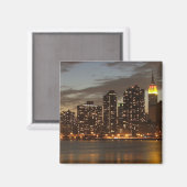 Manhattan Skyscrapers bij nacht Magneet (Voorkant / Achterkant)