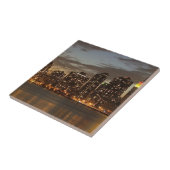 Manhattan Skyscrapers bij nacht Tegeltje (Zijkant)